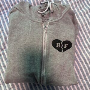 Gray Women's Hoodie with Heart Design